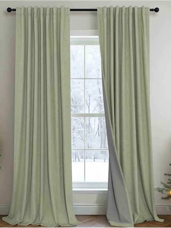 Other - Linen-Texture Sage Green Blackout Curtain Panels - Home Accents